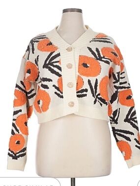 Cider Cream and Orange Floral Cropped Cardigan
